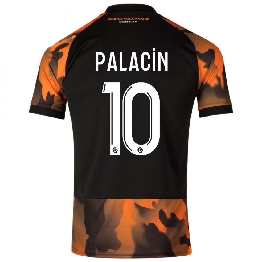 Niño Camiseta Sara Palacin #10 Negro Naranja Equipación Tercera 2023/24 La Camisa Perú