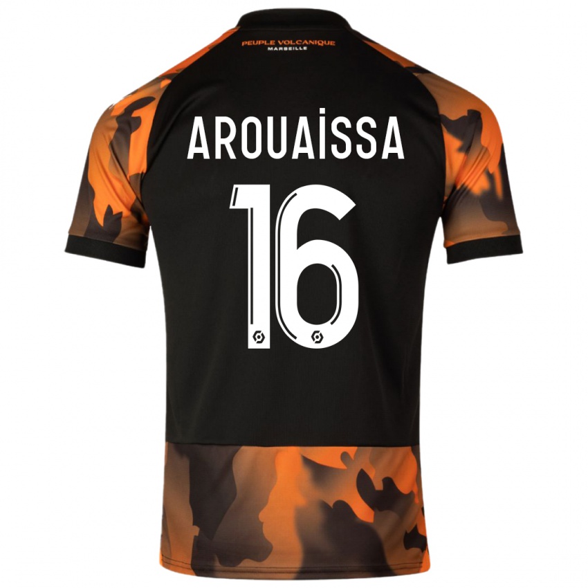 Niño Camiseta Ines Arouaissa #16 Negro Naranja Equipación Tercera 2023/24 La Camisa Perú