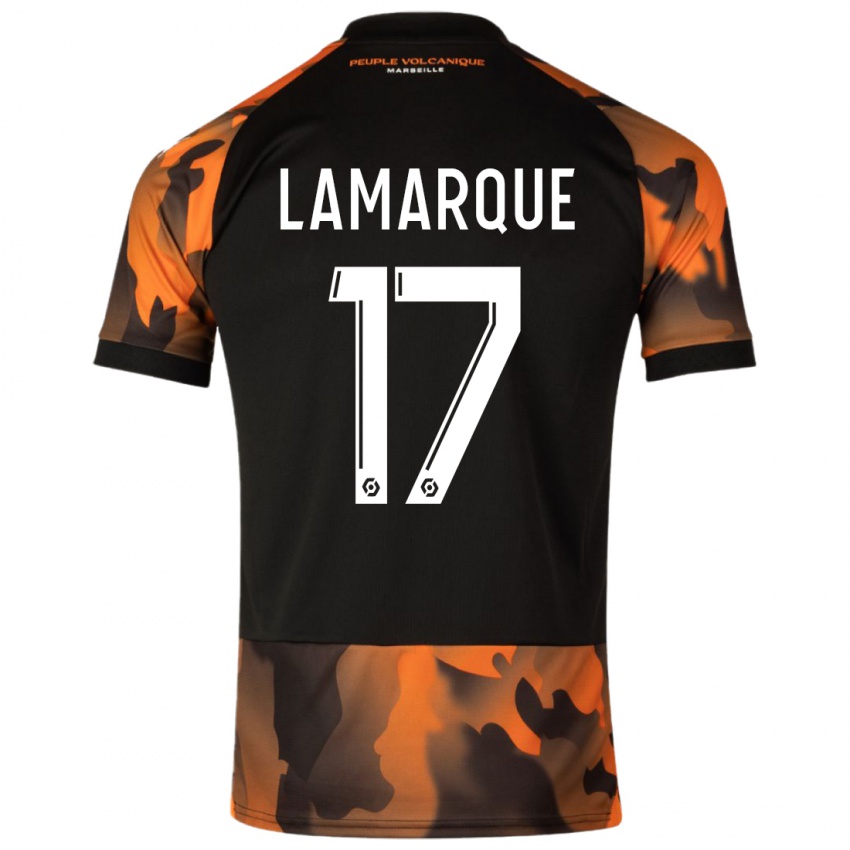 Niño Camiseta Alais Lamarque #17 Negro Naranja Equipación Tercera 2023/24 La Camisa Perú