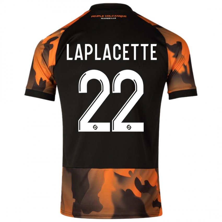 Niño Camiseta Tess Laplacette #22 Negro Naranja Equipación Tercera 2023/24 La Camisa Perú