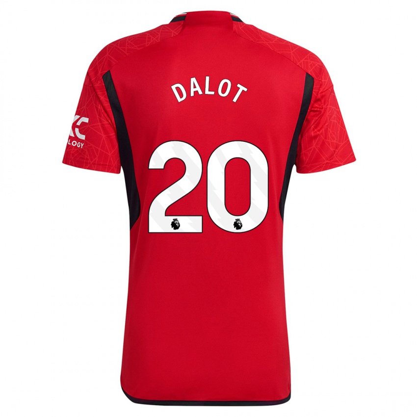 Hombre Camiseta Diogo Dalot #20 Rojo 1ª Equipación 2023/24 La Camisa Perú