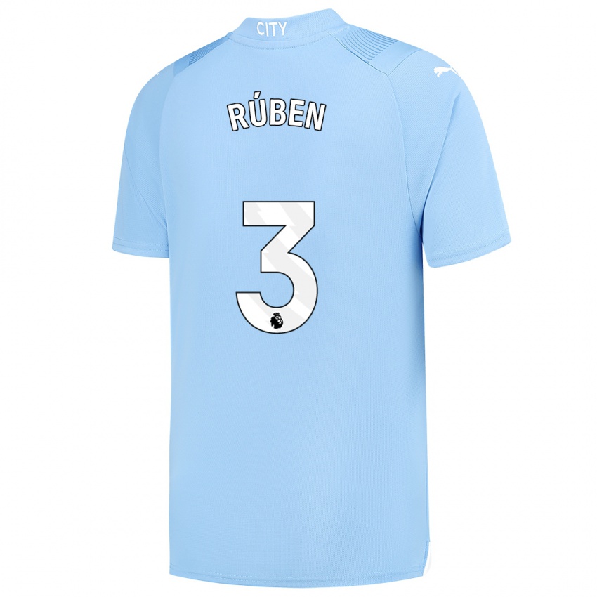 Hombre Camiseta Ruben Dias #3 Azul Claro 1ª Equipación 2023/24 La Camisa Perú