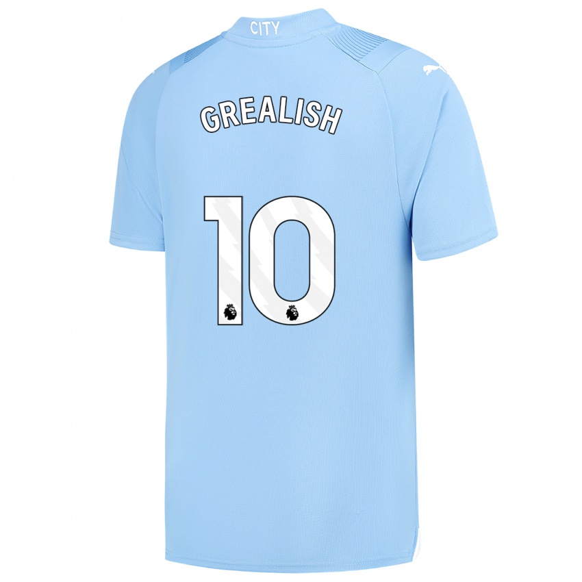 Hombre Camiseta Jack Grealish #10 Azul Claro 1ª Equipación 2023/24 La Camisa Perú