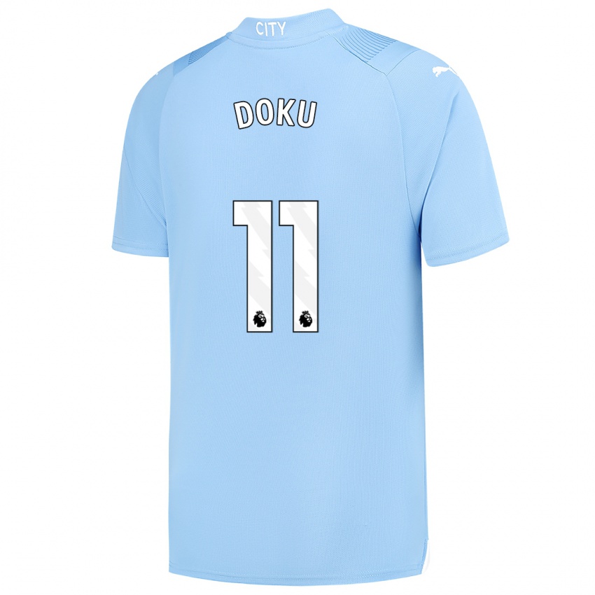 Hombre Camiseta Jeremy Doku #11 Azul Claro 1ª Equipación 2023/24 La Camisa Perú