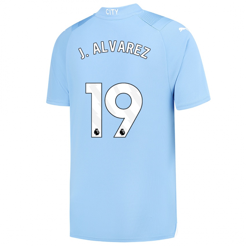 Hombre Camiseta Julian Alvarez #19 Azul Claro 1ª Equipación 2023/24 La Camisa Perú
