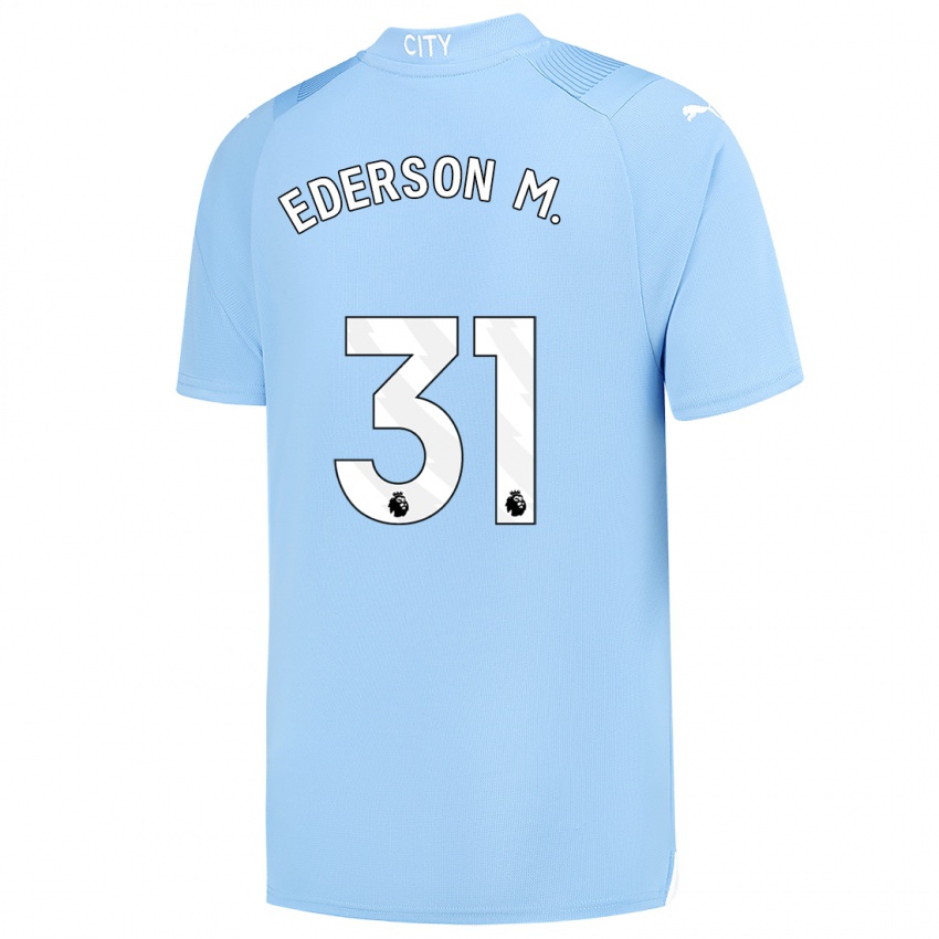 Hombre Camiseta Ederson Moraes #31 Azul Claro 1ª Equipación 2023/24 La Camisa Perú