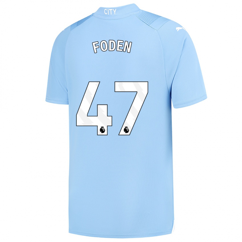 Hombre Camiseta Phil Foden #47 Azul Claro 1ª Equipación 2023/24 La Camisa Perú