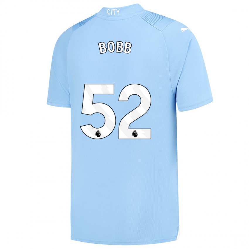 Hombre Camiseta Oscar Bobb #52 Azul Claro 1ª Equipación 2023/24 La Camisa Perú