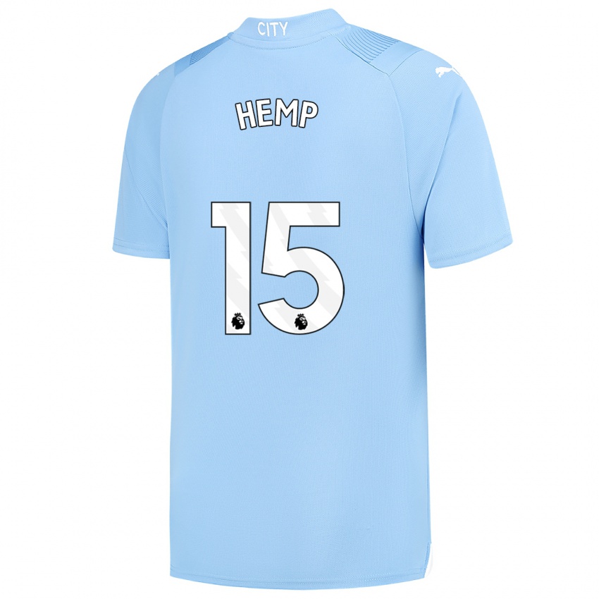 Hombre Camiseta Lauren Hemp #15 Azul Claro 1ª Equipación 2023/24 La Camisa Perú