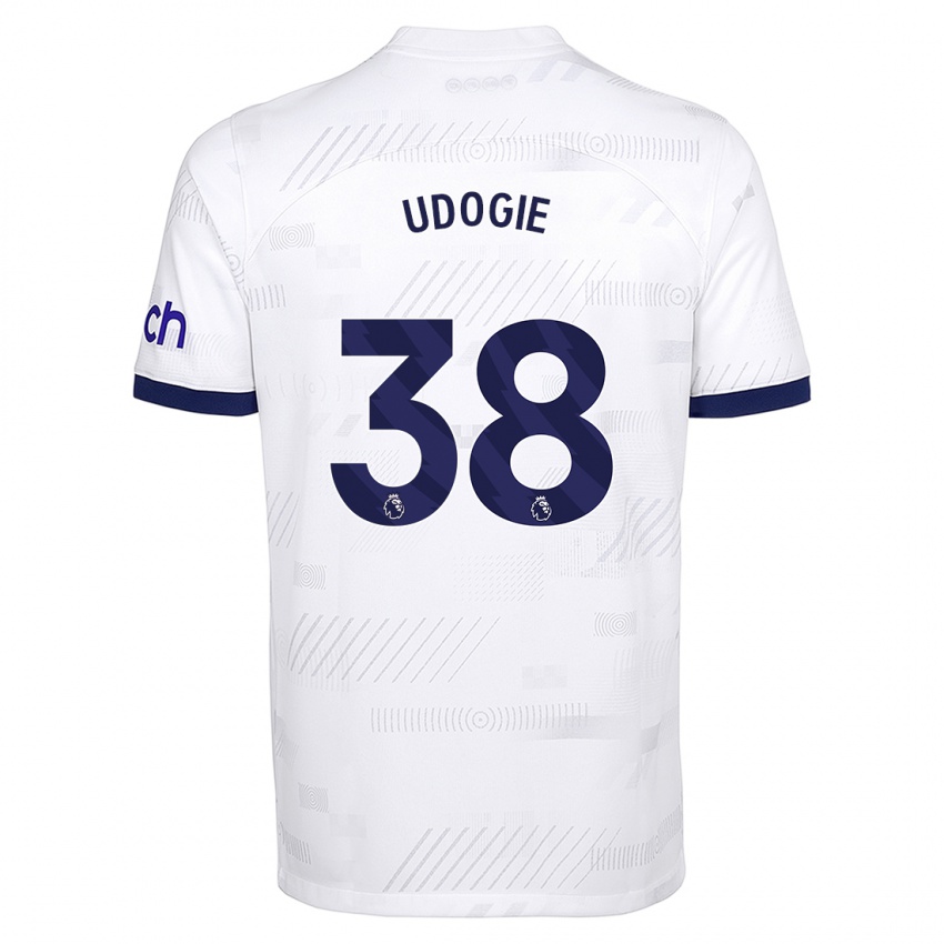 Hombre Camiseta Destiny Udogie #38 Blanco 1ª Equipación 2023/24 La Camisa Perú