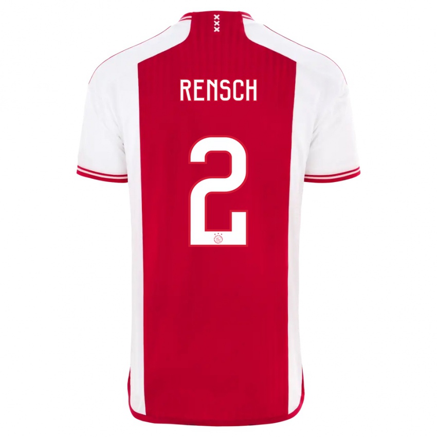 Hombre Camiseta Devyne Rensch #2 Rojo Blanco 1ª Equipación 2023/24 La Camisa Perú