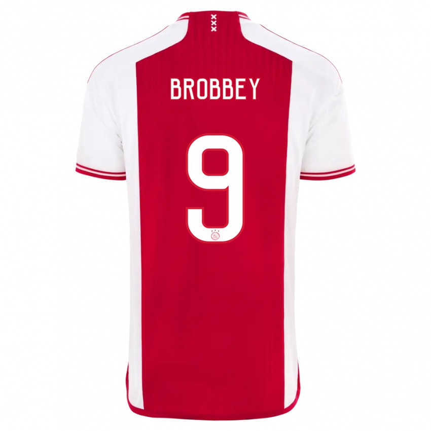 Hombre Camiseta Brian Brobbey #9 Rojo Blanco 1ª Equipación 2023/24 La Camisa Perú