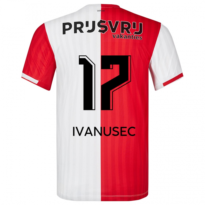 Hombre Camiseta Luka Ivanusec #17 Rojo Blanco 1ª Equipación 2023/24 La Camisa Perú