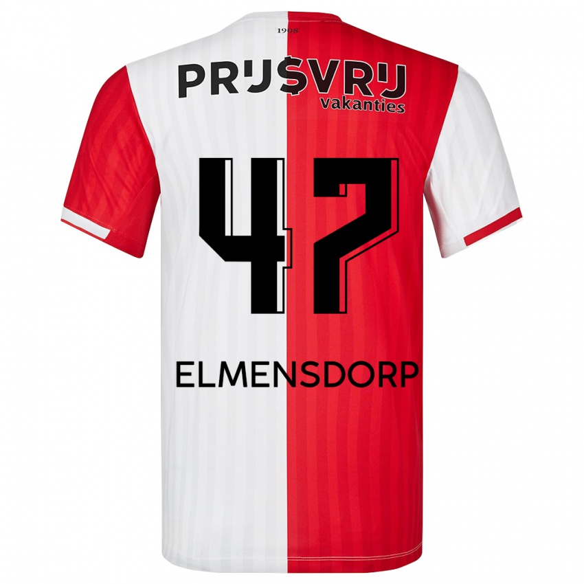 Hombre Camiseta Paris Elmensdorp #47 Rojo Blanco 1ª Equipación 2023/24 La Camisa Perú