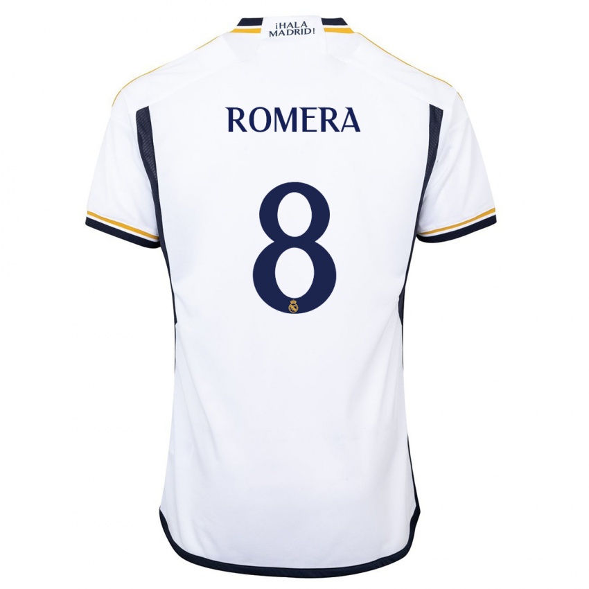 Hombre Camiseta Miguel Romera #8 Blanco 1ª Equipación 2023/24 La Camisa Perú