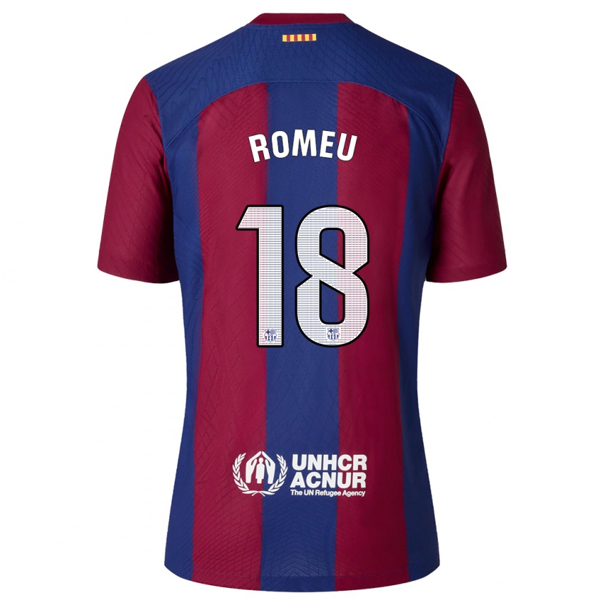 Hombre Camiseta Oriol Romeu #18 Rojo Azul 1ª Equipación 2023/24 La Camisa Perú