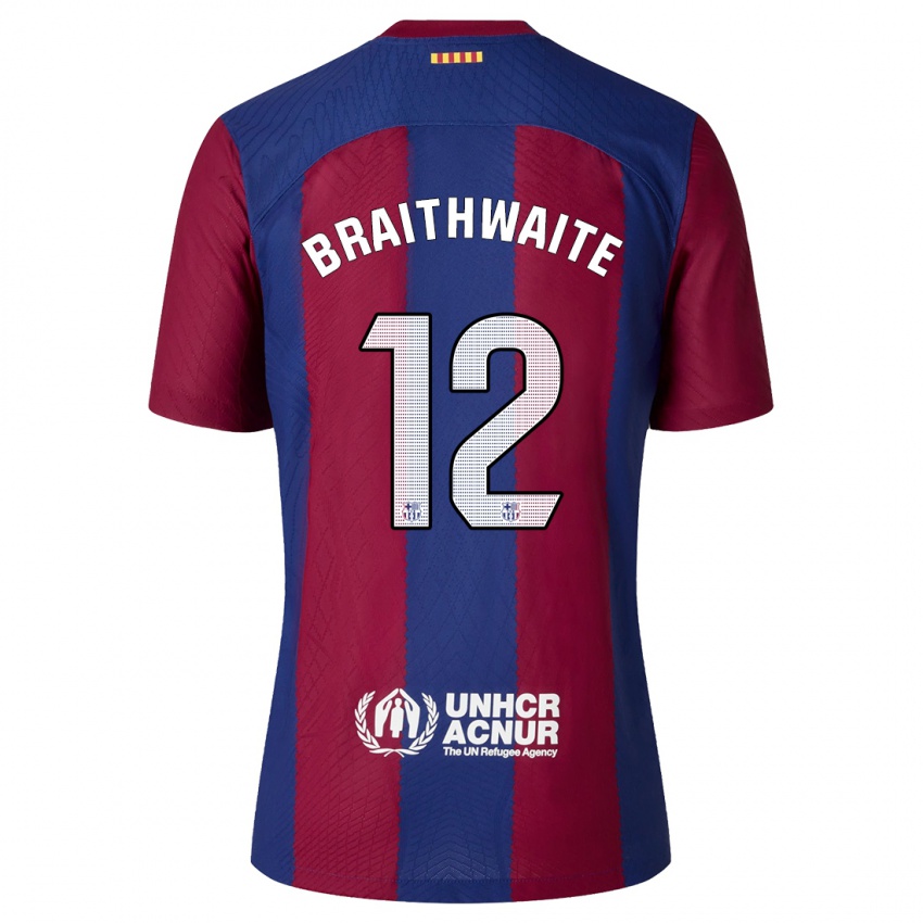 Hombre Camiseta Martin Braithwaite #12 Rojo Azul 1ª Equipación 2023/24 La Camisa Perú