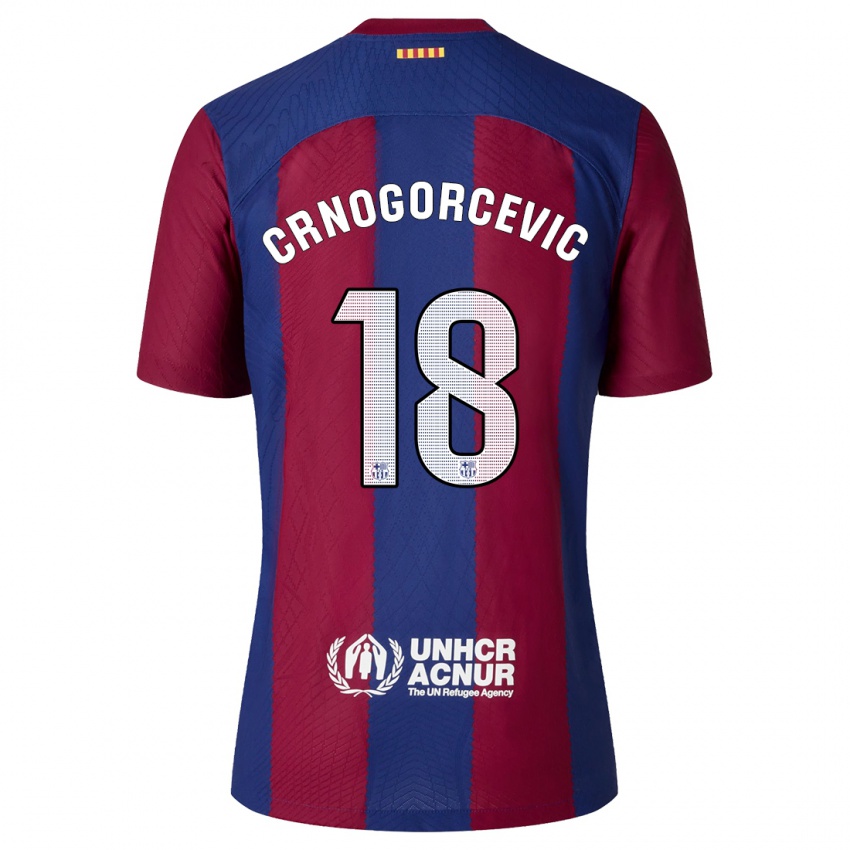 Hombre Camiseta Ana-Maria Crnogorcevic #18 Rojo Azul 1ª Equipación 2023/24 La Camisa Perú