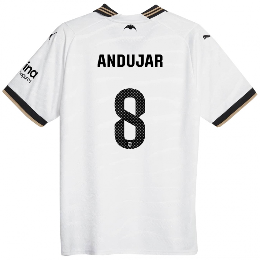 Hombre Camiseta Candela Andujar #8 Blanco 1ª Equipación 2023/24 La Camisa Perú