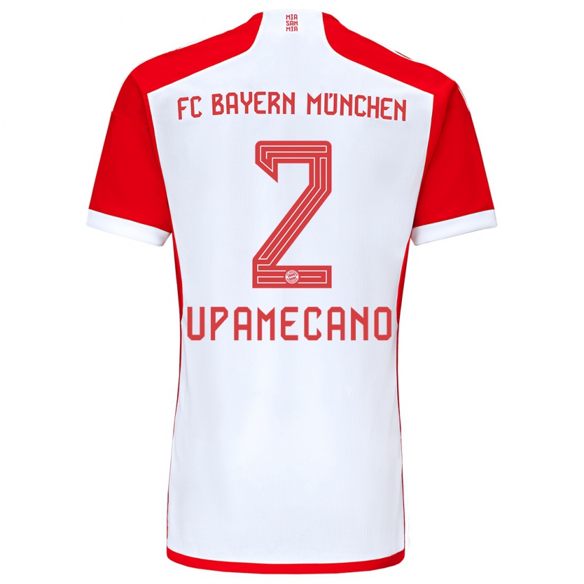 Hombre Camiseta Dayot Upamecano #2 Rojo Blanco 1ª Equipación 2023/24 La Camisa Perú