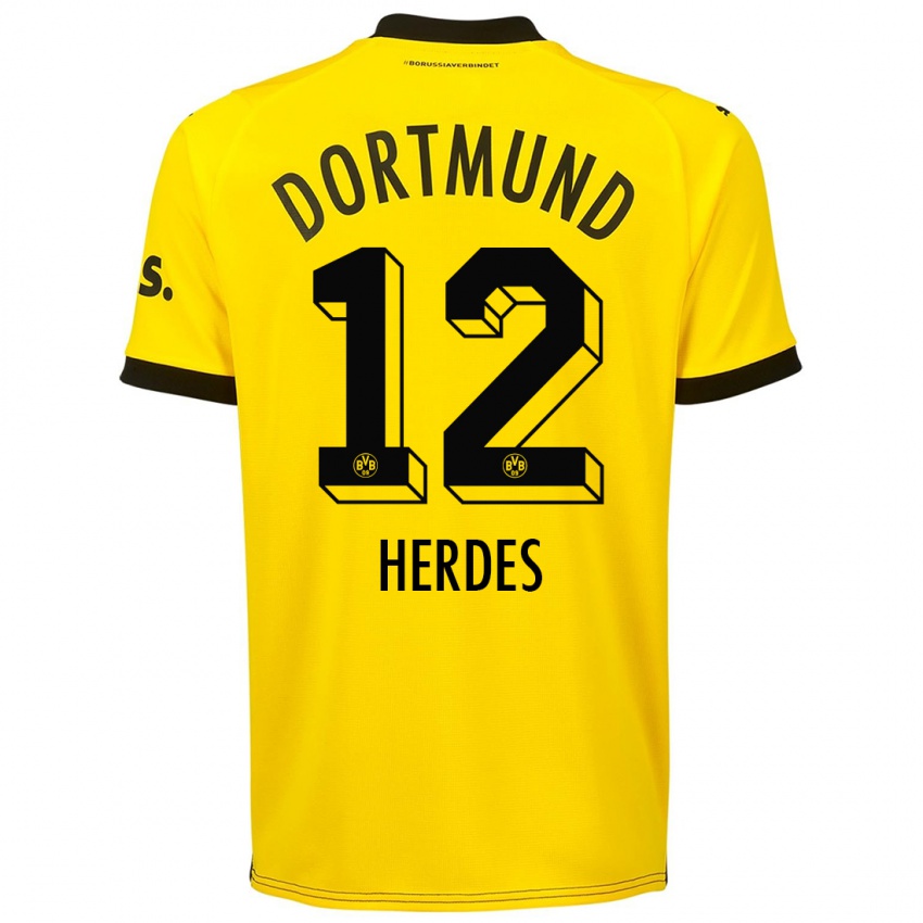 Hombre Camiseta Leon Herdes #12 Amarillo 1ª Equipación 2023/24 La Camisa Perú