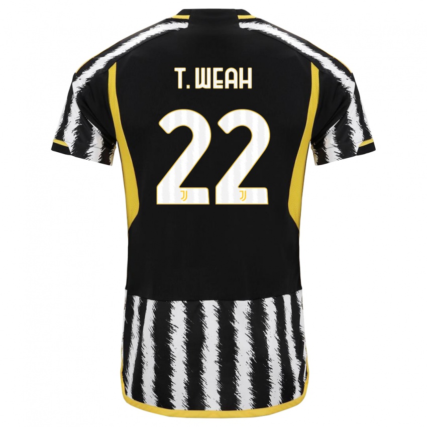 Hombre Camiseta Timothy Weah #22 Blanco Negro 1ª Equipación 2023/24 La Camisa Perú