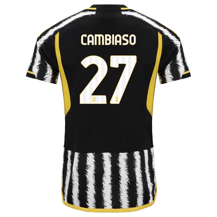 Hombre Camiseta Andrea Cambiaso #27 Blanco Negro 1ª Equipación 2023/24 La Camisa Perú