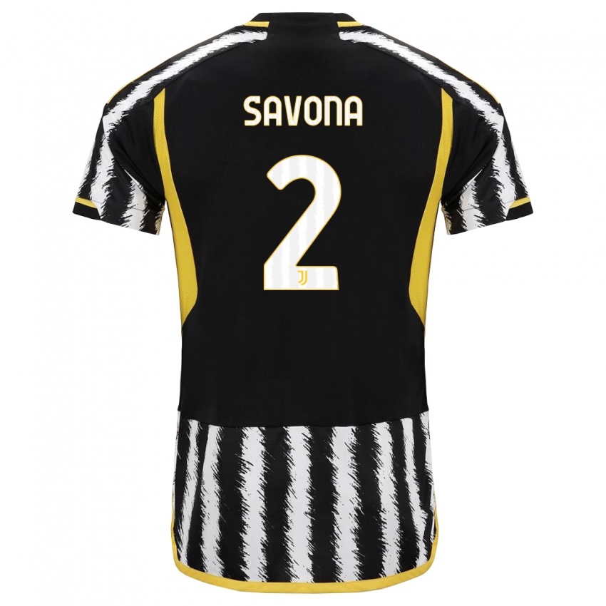 Hombre Camiseta Nicolo Savona #2 Blanco Negro 1ª Equipación 2023/24 La Camisa Perú