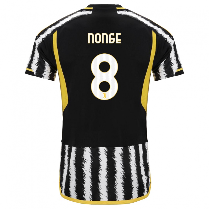 Hombre Camiseta Joseph Nonge #8 Blanco Negro 1ª Equipación 2023/24 La Camisa Perú