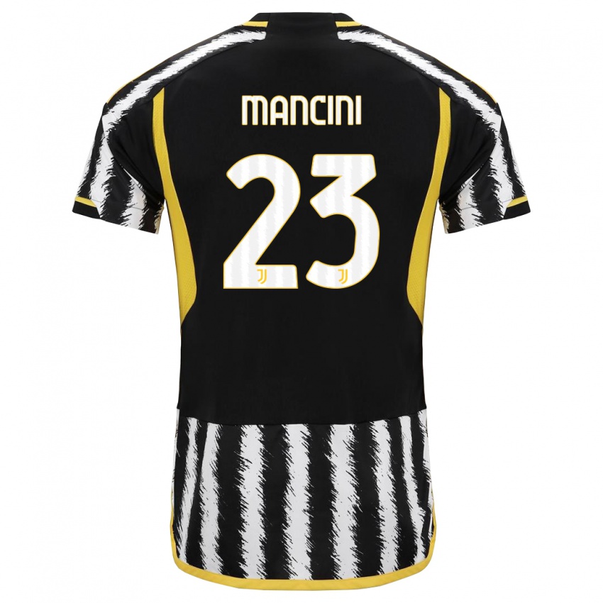 Hombre Camiseta Tommaso Mancini #23 Blanco Negro 1ª Equipación 2023/24 La Camisa Perú