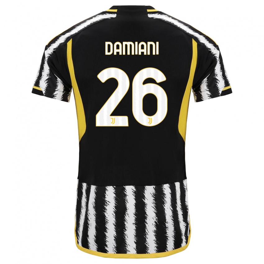 Hombre Camiseta Samuele Damiani #26 Blanco Negro 1ª Equipación 2023/24 La Camisa Perú