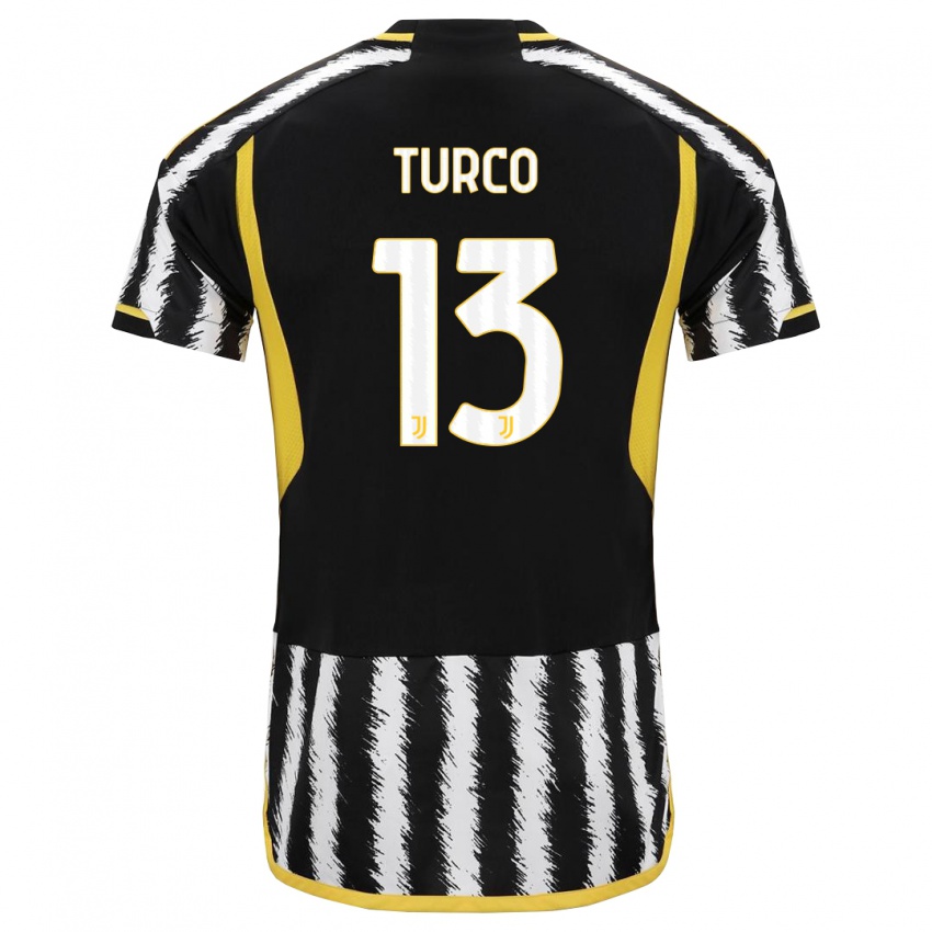 Hombre Camiseta Stefano Turco #13 Blanco Negro 1ª Equipación 2023/24 La Camisa Perú