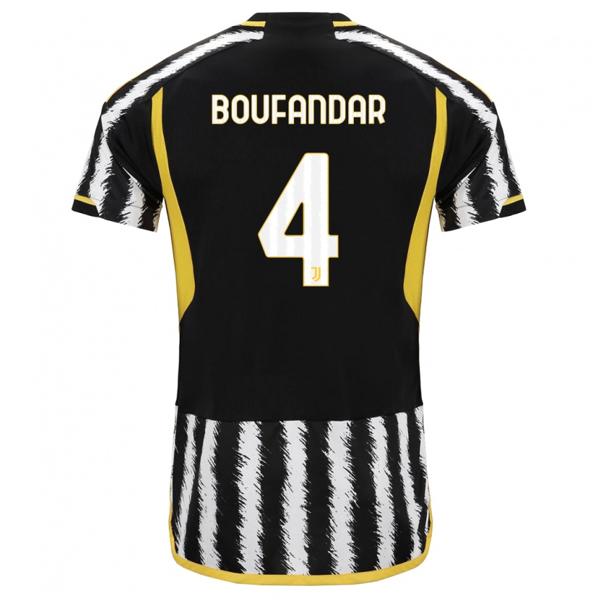 Hombre Camiseta Adam Boufandar #4 Blanco Negro 1ª Equipación 2023/24 La Camisa Perú