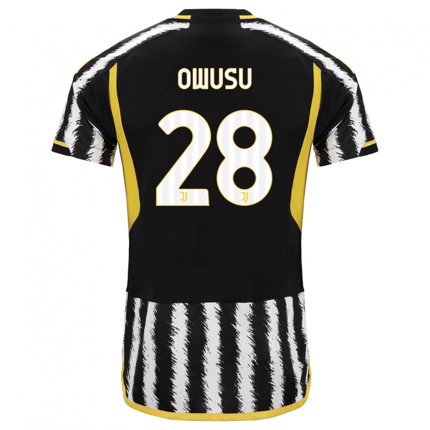 Hombre Camiseta Augusto Owusu #28 Blanco Negro 1ª Equipación 2023/24 La Camisa Perú