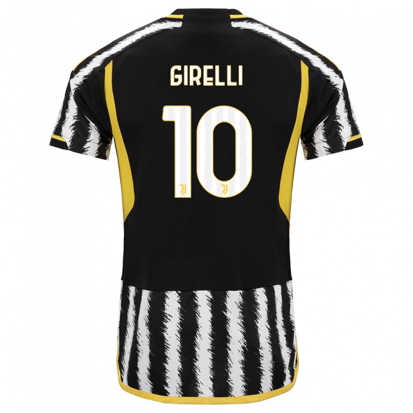 Hombre Camiseta Cristiana Girelli #10 Blanco Negro 1ª Equipación 2023/24 La Camisa Perú