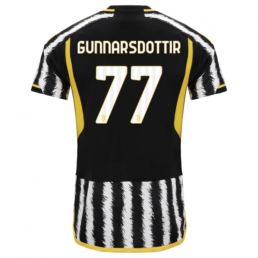 Hombre Camiseta Sara Bjork Gunnarsdottir #77 Blanco Negro 1ª Equipación 2023/24 La Camisa Perú