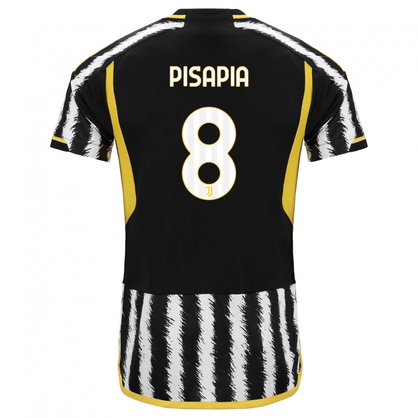 Hombre Camiseta Luciano Pisapia #8 Blanco Negro 1ª Equipación 2023/24 La Camisa Perú