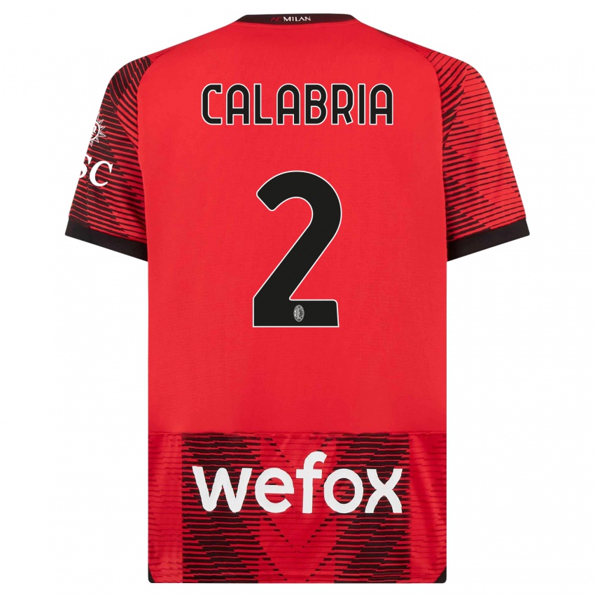Hombre Camiseta Davide Calabria #2 Negro Rojo 1ª Equipación 2023/24 La Camisa Perú