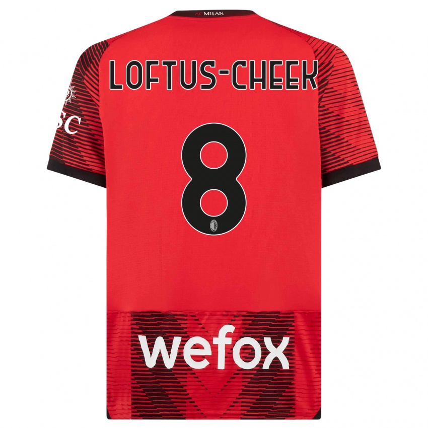 Hombre Camiseta Ruben Loftus-Cheek #8 Negro Rojo 1ª Equipación 2023/24 La Camisa Perú