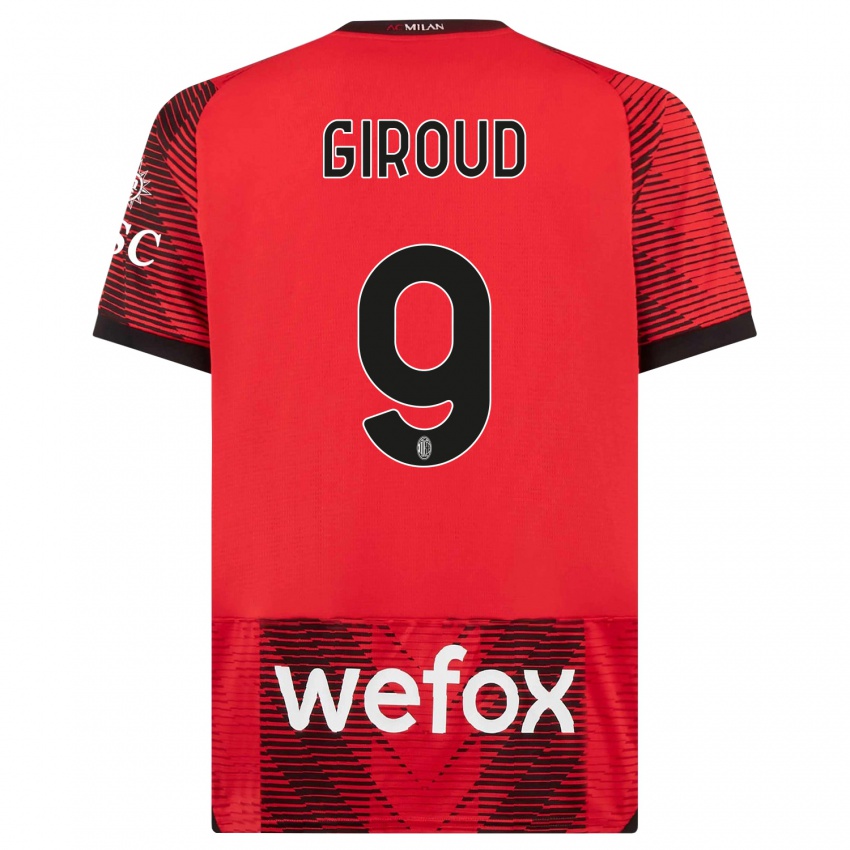 Hombre Camiseta Olivier Giroud #9 Negro Rojo 1ª Equipación 2023/24 La Camisa Perú