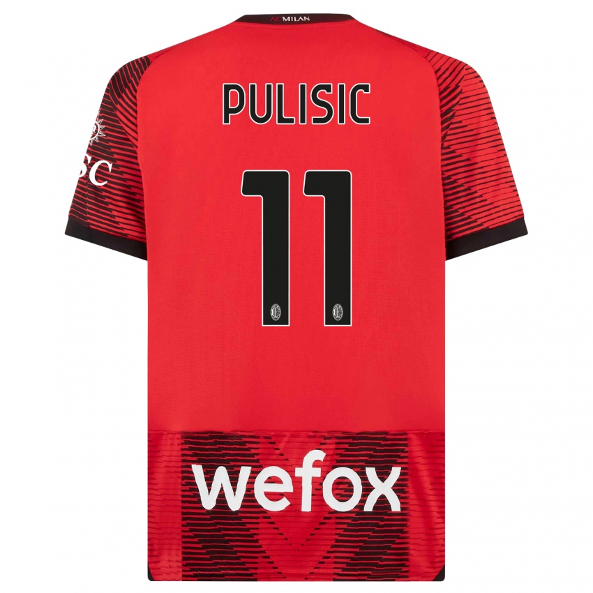Hombre Camiseta Christian Pulisic #11 Negro Rojo 1ª Equipación 2023/24 La Camisa Perú