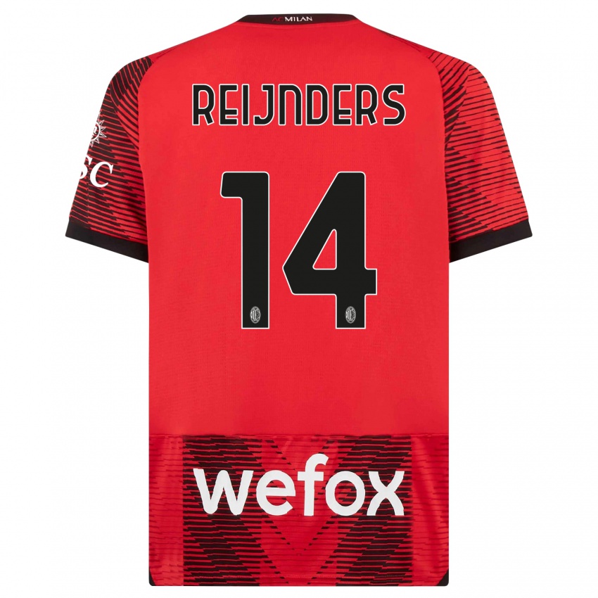 Hombre Camiseta Tijjani Reijnders #14 Negro Rojo 1ª Equipación 2023/24 La Camisa Perú