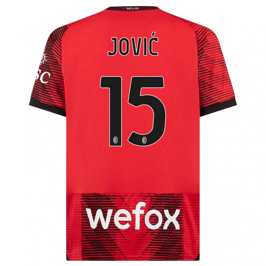 Hombre Camiseta Luka Jovic #15 Negro Rojo 1ª Equipación 2023/24 La Camisa Perú