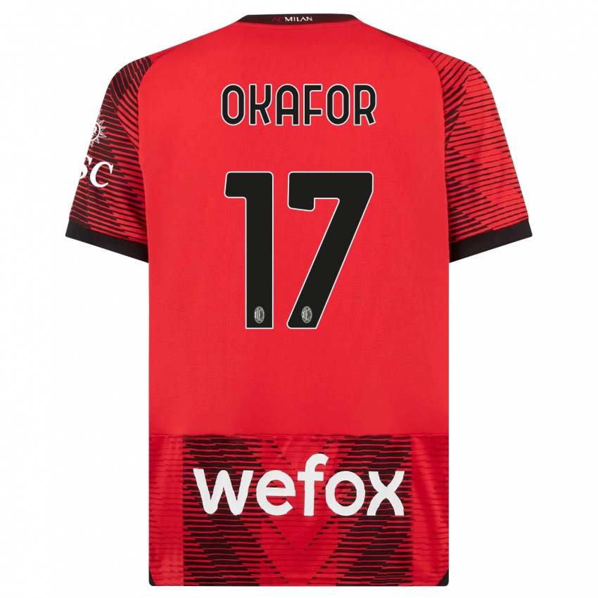 Hombre Camiseta Noah Okafor #17 Negro Rojo 1ª Equipación 2023/24 La Camisa Perú