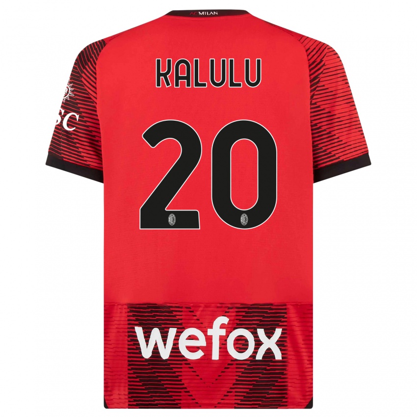 Hombre Camiseta Pierre Kalulu #20 Negro Rojo 1ª Equipación 2023/24 La Camisa Perú