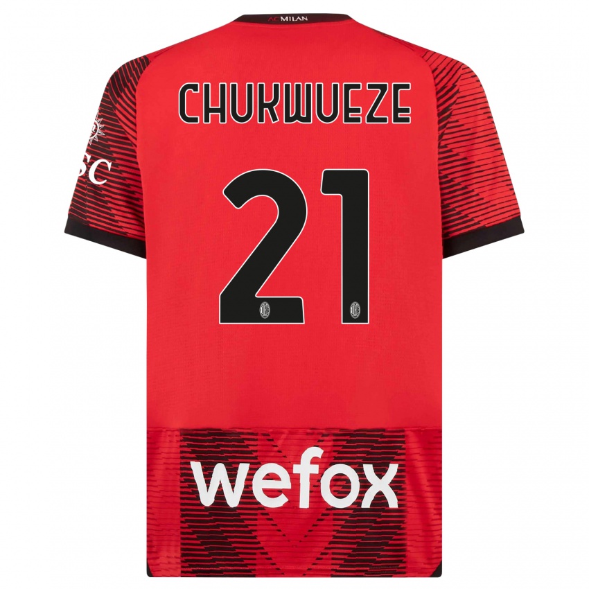 Hombre Camiseta Samuel Chukwueze #21 Negro Rojo 1ª Equipación 2023/24 La Camisa Perú