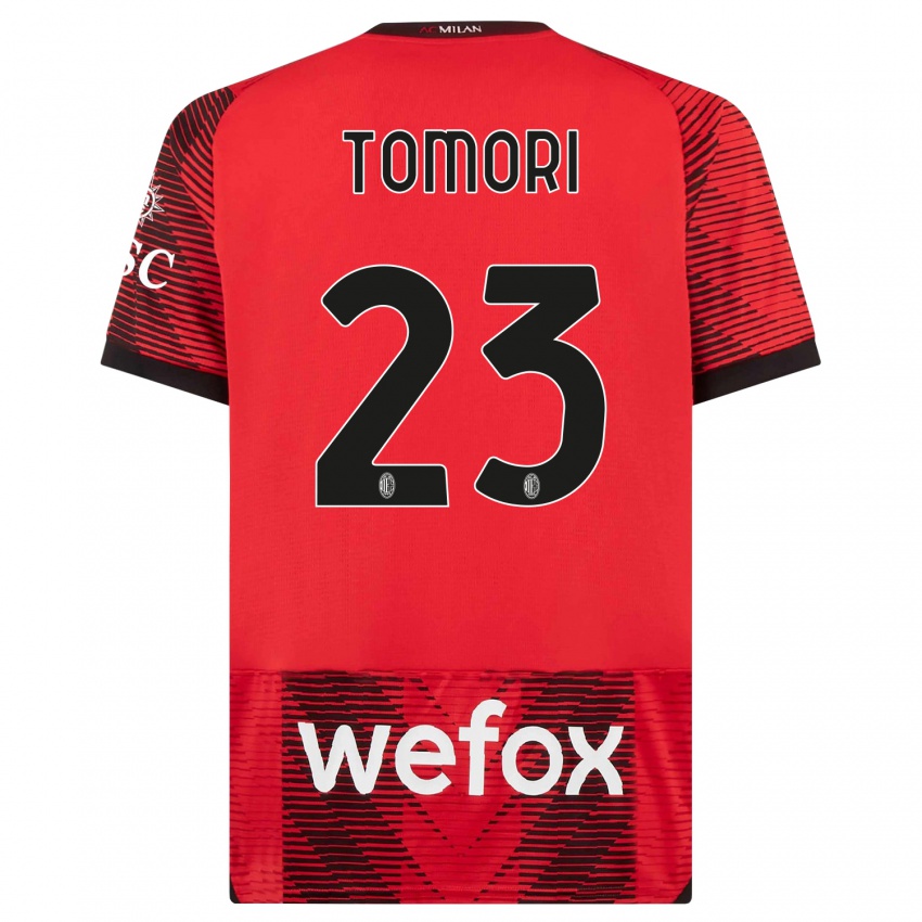 Hombre Camiseta Fikayo Tomori #23 Negro Rojo 1ª Equipación 2023/24 La Camisa Perú