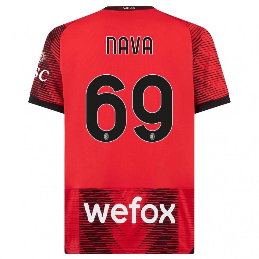 Hombre Camiseta Lapo Nava #69 Negro Rojo 1ª Equipación 2023/24 La Camisa Perú