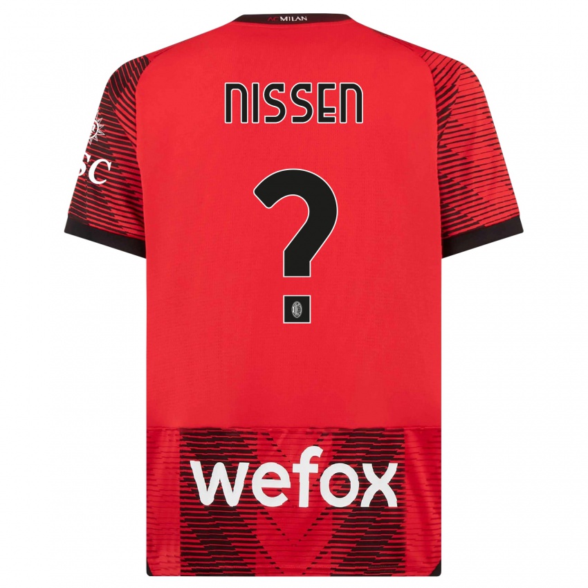 Hombre Camiseta Fredrik Nissen #0 Negro Rojo 1ª Equipación 2023/24 La Camisa Perú