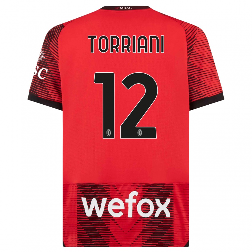 Hombre Camiseta Lorenzo Torriani #12 Negro Rojo 1ª Equipación 2023/24 La Camisa Perú